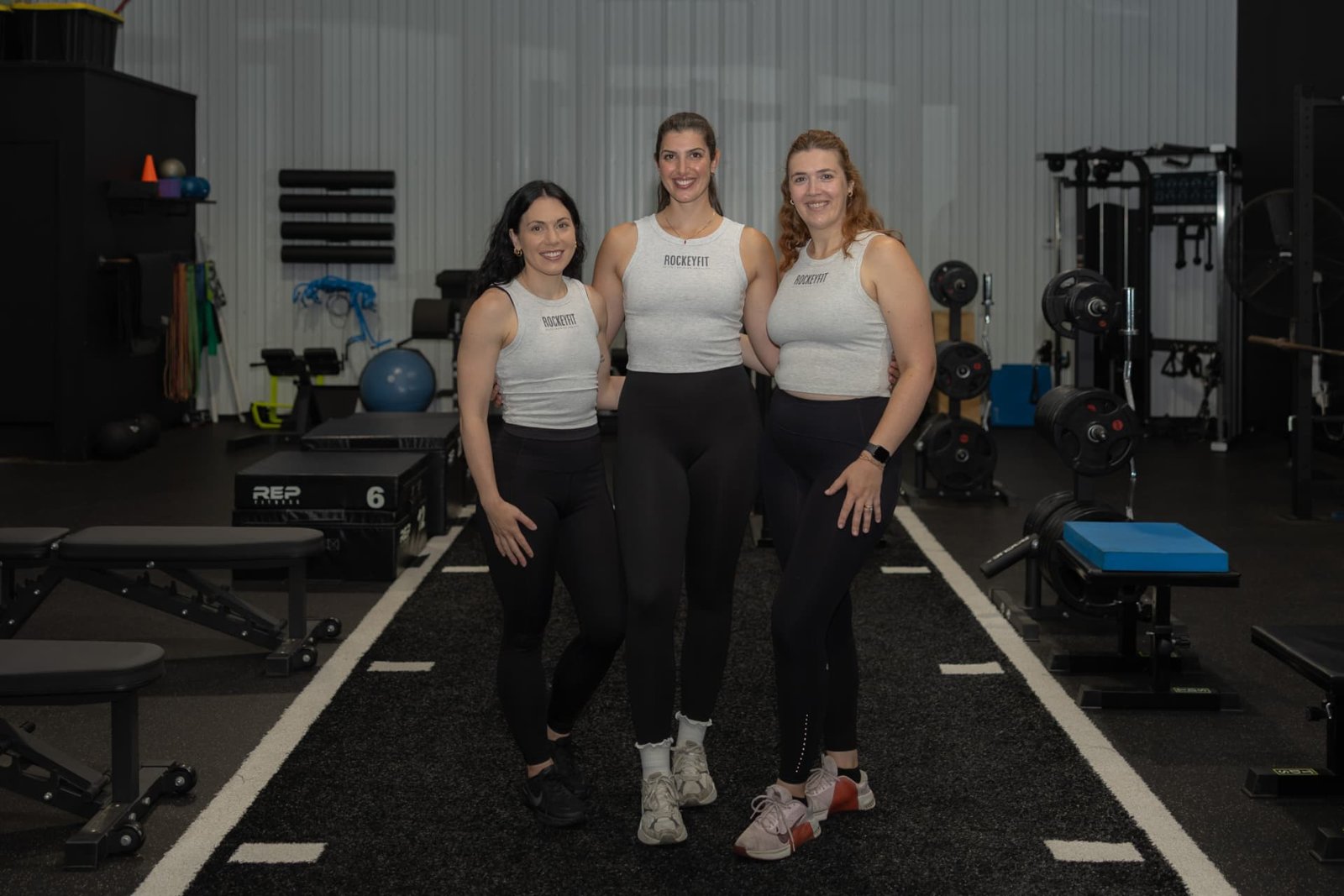 RockeyFit coaches Nicole, Martha and Casey inside the Hamburg, NY training facility